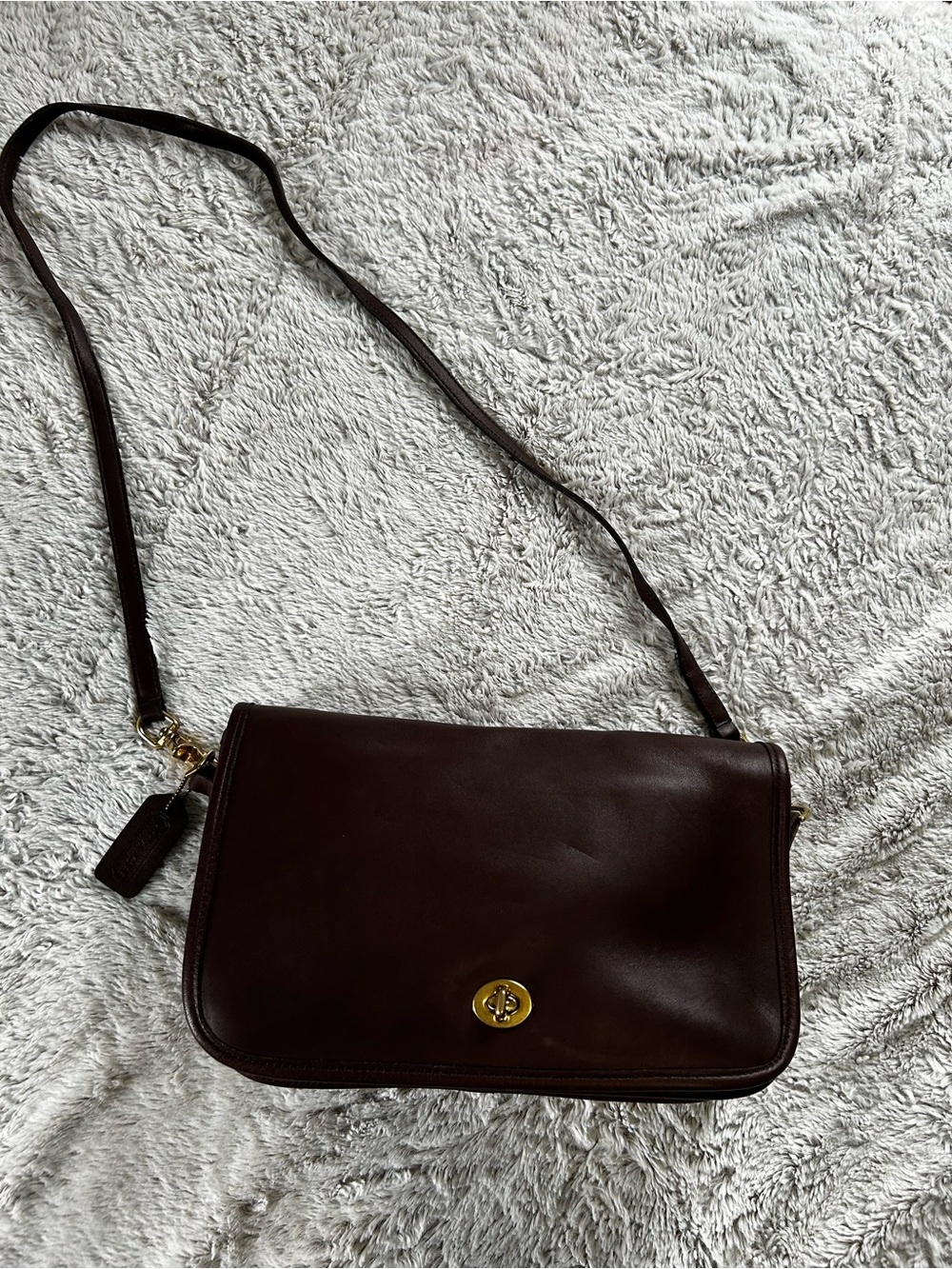 Coach 1980s Rare Convertible Clutch Burgundy Leather Gold Hardware